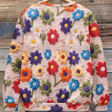 Moletom Gola Redonda Com Estampa Floral