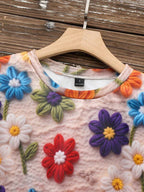 Moletom Gola Redonda Com Estampa Floral