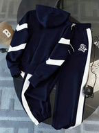 Conjunto Moletom Com Blusa De Capuz Meio Zíper E Calça Jogger Casual