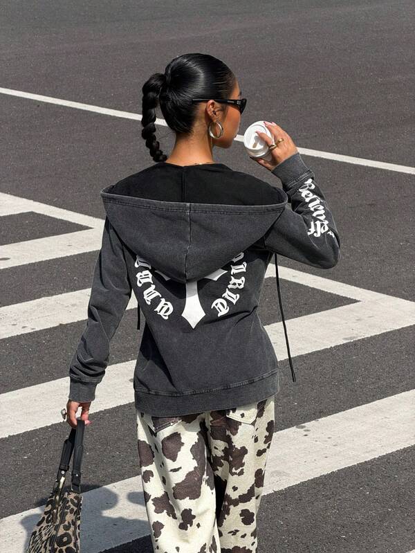 Moletom Com Capuz Com Estampa Nas Costas Streetwear