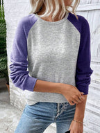 Moletom Gola Redonda Com Recorte Raglan