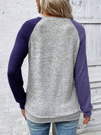 Moletom Gola Redonda Com Recorte Raglan