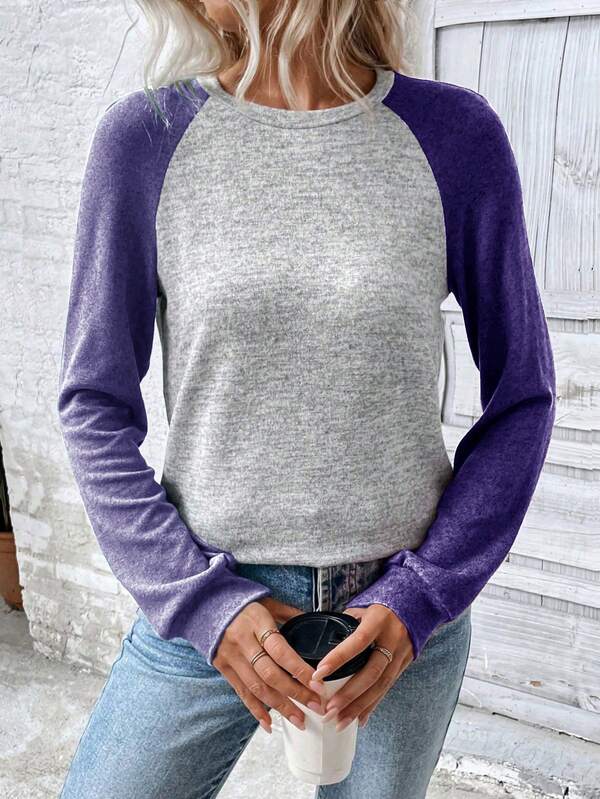 Moletom Gola Redonda Com Recorte Raglan