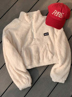 Moletom Cropped Peluciado Com Zíper E Bolso Canguru
