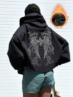 Moletom Com Capuz Estampa Gráfica Nas Costas Streetwear