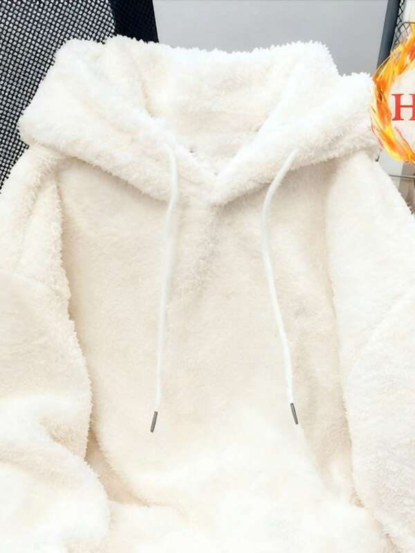 Moletom Teddy Com Capuz Peluciado Macio Oversized Casual
