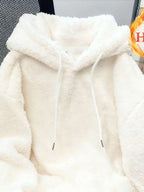 Moletom Teddy Com Capuz Peluciado Macio Oversized Casual