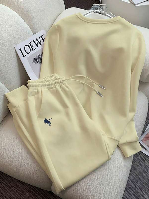 Conjunto Moletom Bordado Com Blusa E Calça Jogger Casual
