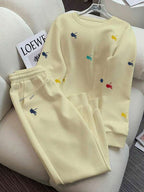 Conjunto Moletom Bordado Com Blusa E Calça Jogger Casual