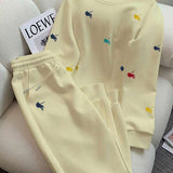 Conjunto Moletom Bordado Com Blusa E Calça Jogger Casual