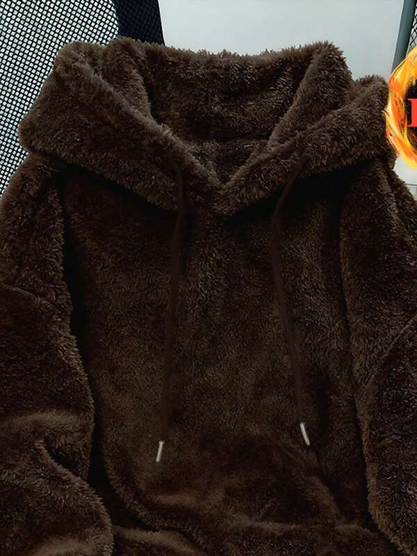 Moletom Teddy Com Capuz Peluciado Macio Oversized Casual
