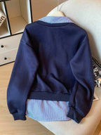 Moletom Gola V Com Sobreposição De Camisa Casual