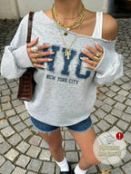 Moletom Ombro A Ombro Estampa NYC Destroyed Casual