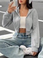 Moletom Cropped Com Capuz E Zíper Frontal