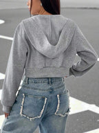 Moletom Cropped Com Capuz E Zíper Frontal