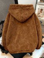 Moletom Teddy Com Capuz Peluciado Macio Oversized Casual