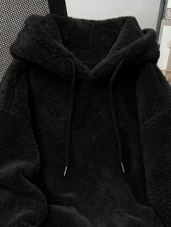 Moletom Teddy Com Capuz Peluciado Macio Oversized Casual