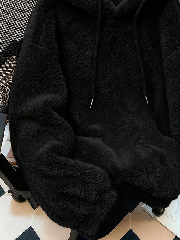 Moletom Teddy Com Capuz Peluciado Macio Oversized Casual