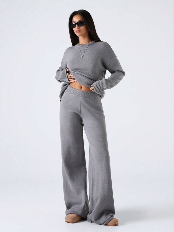 Conjunto Moletom Oversized Gola Redonda Canelado