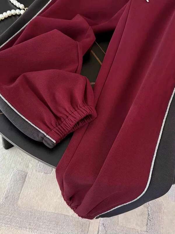 Conjunto Moletom Com Blusa De Capuz Meio Zíper E Calça Jogger Casual