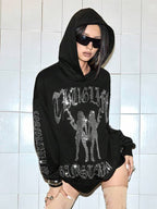 Moletom Com Capuz Com Aplique De Strass Estilo Streetwear
