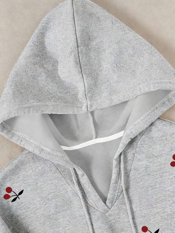 Moletom Com Capuz Estampado Com Cordão Ajustável