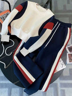 Conjunto Moletom Color Block Com Blusa E Calça Jogger Casual