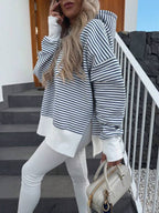 Moletom Oversized Com Capuz E Estampa Listrada