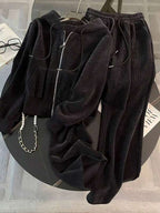 Conjunto Veludo Cotelê Com Jaqueta De Zíper E Calça Jogger