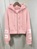 Moletom Cropped Com Capuz E Zíper Frontal Básico Casual