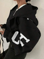 Moletom Cropped Com Capuz E Zíper Frontal Básico Casual