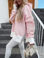 Moletom Oversized Com Capuz E Estampa Listrada