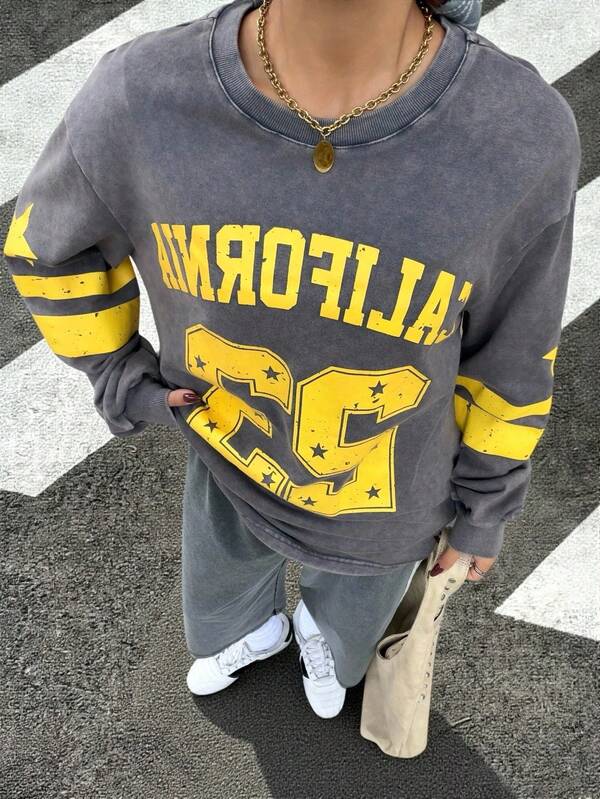 Moletom Gola Careca Estonado Estampa California College Casual