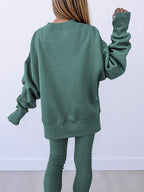 Conjunto Moletom Oversized Com Blusa Alongada E Calça Legging Casual