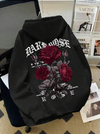 Moletom Com Capuz Estampa Rosas Góticas Dark Floral Casual