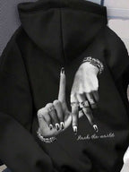 Moletom Com Capuz Com Estampa Artística Nas Costas Streetwear