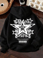 Moletom Com Capuz Estampa De Estrelas Nas Costas Casual