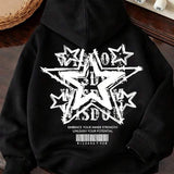 Moletom Com Capuz Estampa De Estrelas Nas Costas Casual