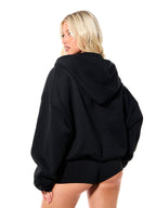 Moletom Oversized Com Capuz E Zíper Frontal Estampa Escrita