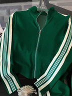 Conjunto Esportivo Com Jaqueta De Zíper E Calça Jogger Listrada