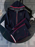 Conjunto Moletom Com Jaqueta De Capuz E Calça Reta Esportiva Casual