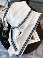 Conjunto Esportivo Com Jaqueta De Zíper E Calça Jogger Listrada