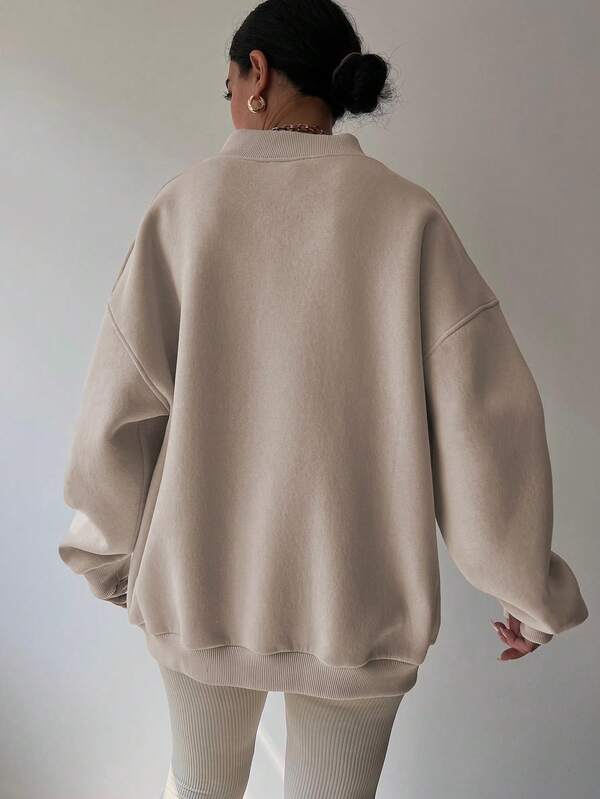 Moletom Oversized Gola V Com Punho Canelado