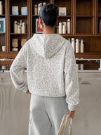 Moletom Com Capuz Animal Print Onça Minimalista Casual