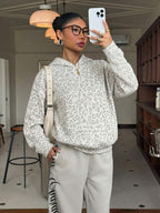 Moletom Com Capuz Animal Print Onça Minimalista Casual
