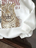 Moletom Com Capuz Estampa De Onça Selvagem Casual
