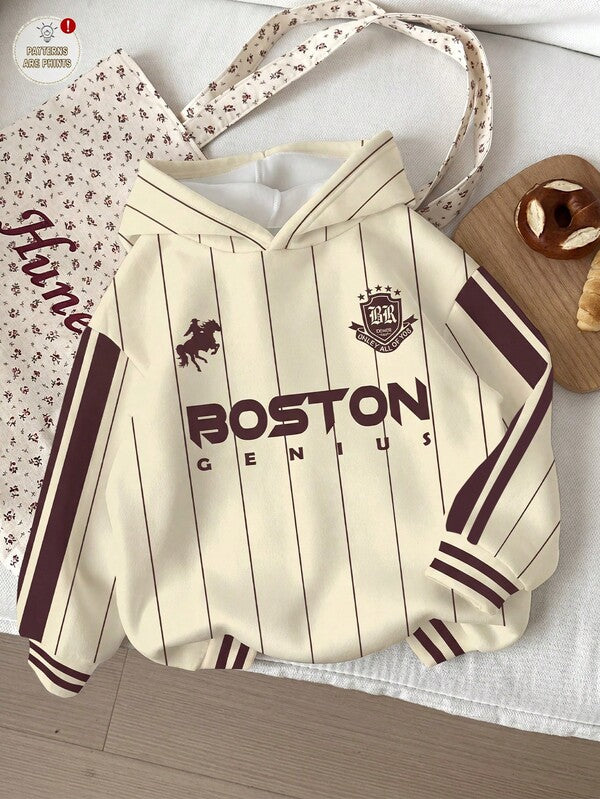 Moletom Com Capuz Estampa College Listrada Boston Casual