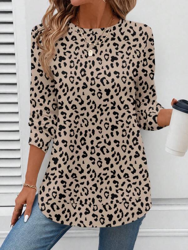 Moletom Gola Redonda Com Estampa Animal Print