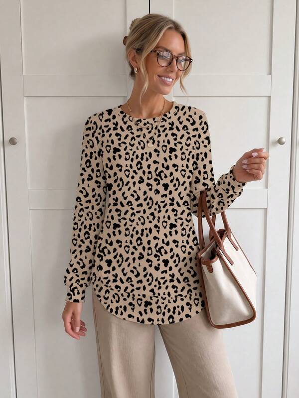 Moletom Gola Redonda Com Estampa Animal Print
