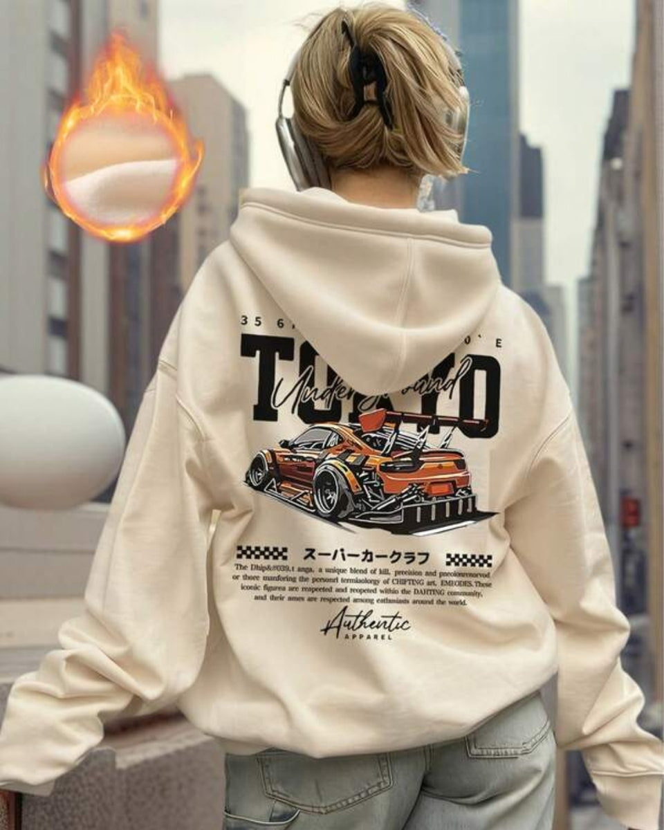 Moletom Com Capuz Estampa Automotiva Nas Costas Streetwear